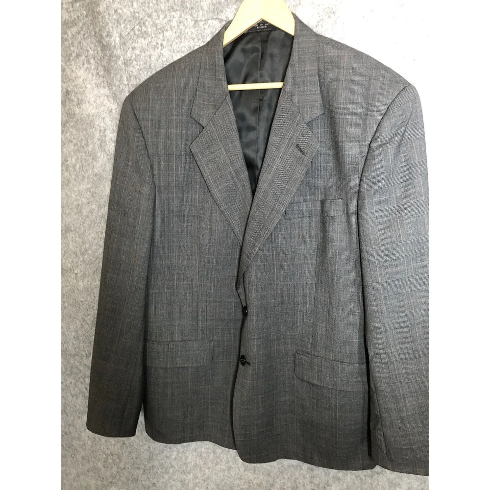 Gerald Austin Suit Gray Check 46R Wool Blazer Sport Coat  36 Trouser Business